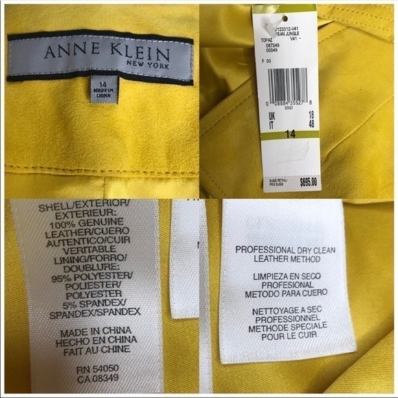 ANNE Klein Yellow Suede “Urban Jungle” Jacket NEW - Picture 5 of 7